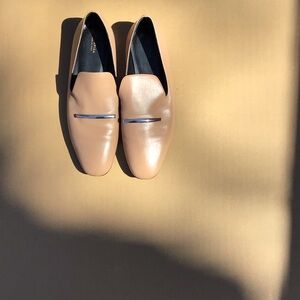 Via Spiga Women's Tan Leather Loafers with Silver Accent